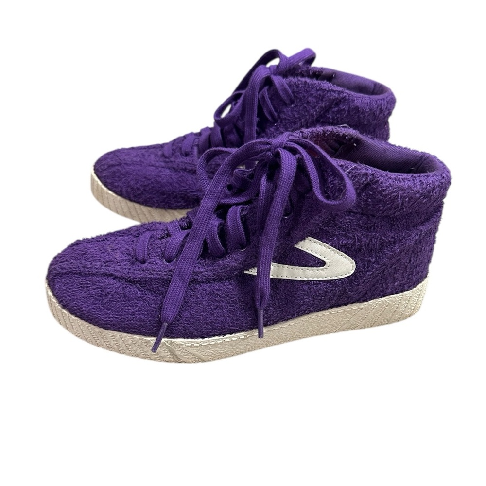 Tretorn x Andre 3000 Nylite High Sneakers in Purple Terry Cloth - Picture 3 of 5